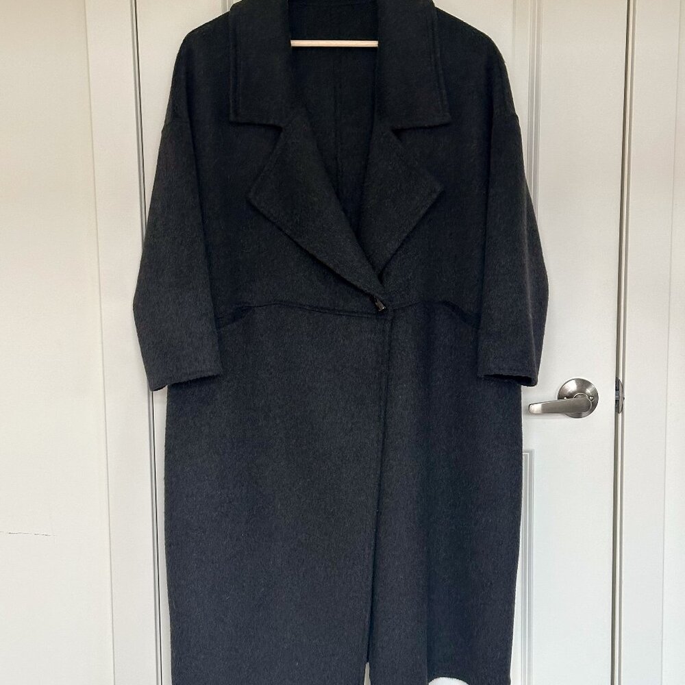 Dark Grey 100% Australian Wool Oversized Long Coat